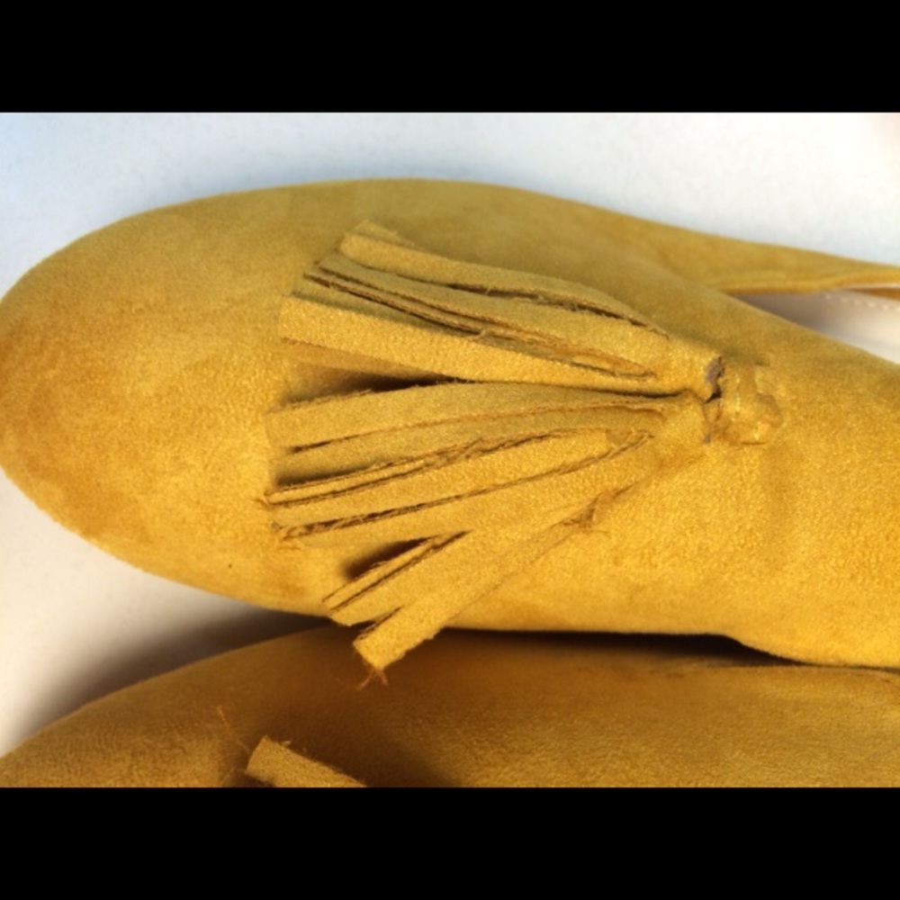 Last Pair! Tassel Round Toe Mules Mustard Yellow - Picture 6 of 8
